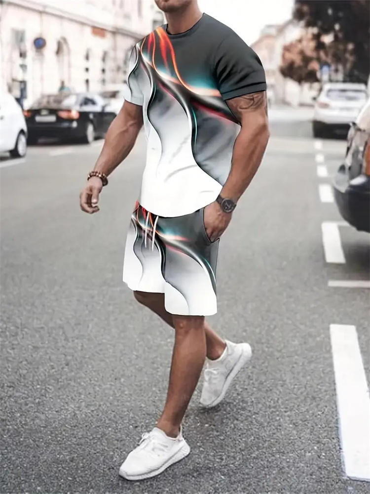 Men Women Gradient Texture T-s - Sports Equipment Set 评论和价格