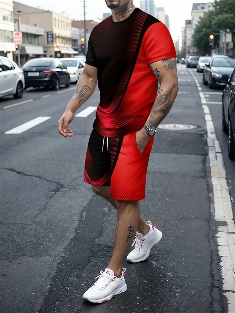 Men Women Gradient Texture T-s - Sports Equipment Set 评论和价格